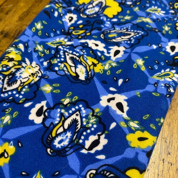 LuLaRoe Blue Yellow Floral One Size Leggings - Picture 4 of 8